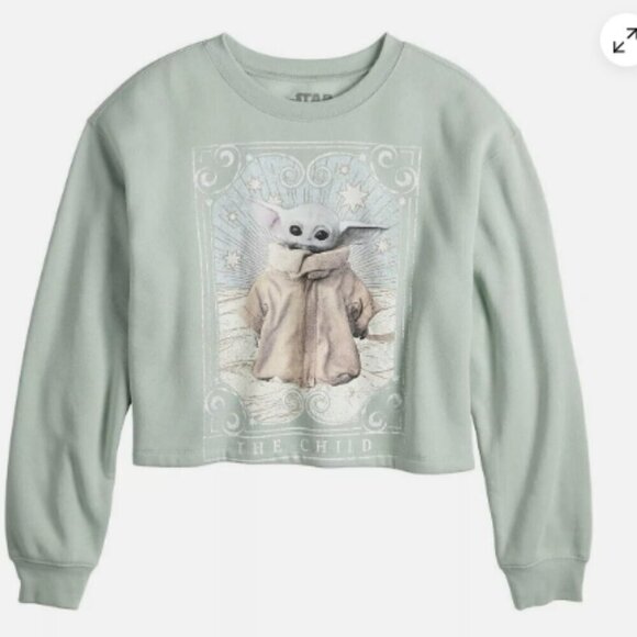 Star Wars The Mandalorian Baby Yoda The Child Grogu Cropped Sweatshirt - Picture 1 of 7